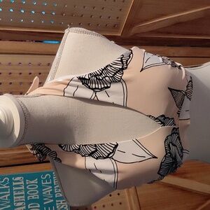 Unique Vintage Black and Cream Floral Bikini Top